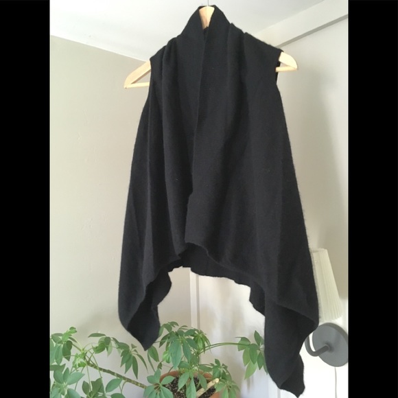 DONATING Monday ~ Black 100% Cashmere Scarf Vest - Picture 2 of 8